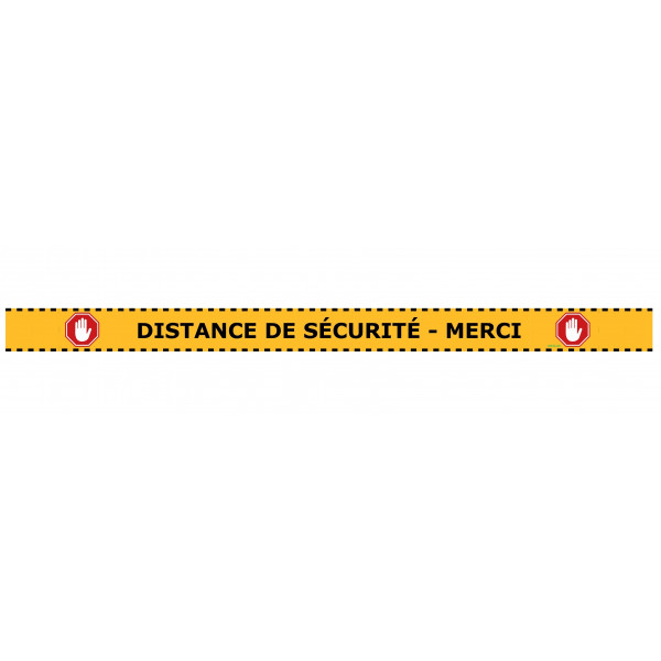 Bande de distanciation sol "DISTANCE DE SÉCURITÉ - MERCI"