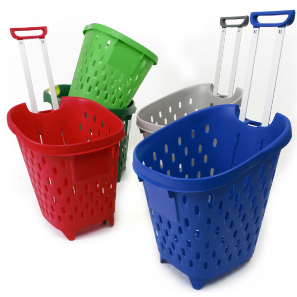 Panier magasin 56 litres à 2 roulettes